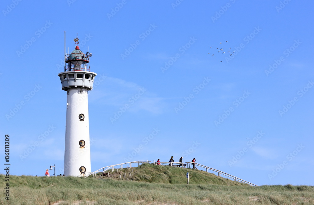 Lighthouse in Egmond aan Zee. North Sea, the Netherlands. 