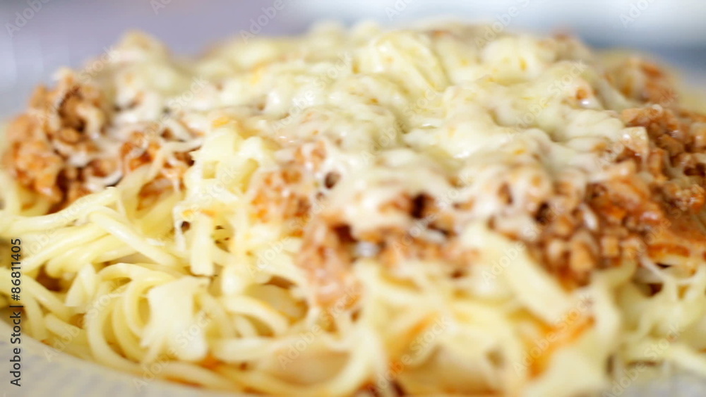 Eating Italian spaghetti pastasciutta in close up Eating Italian spaghetti pastasciutta in close up
