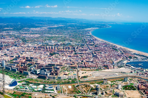Aerial view from plane on Valencia  Spain