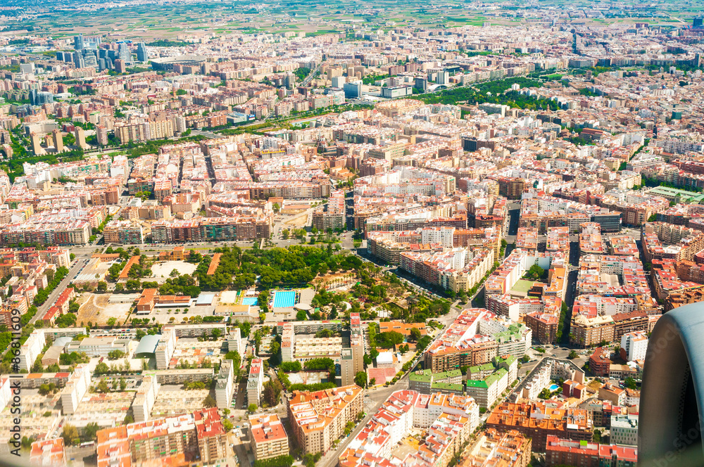 Obraz premium View on Valencia from airplane