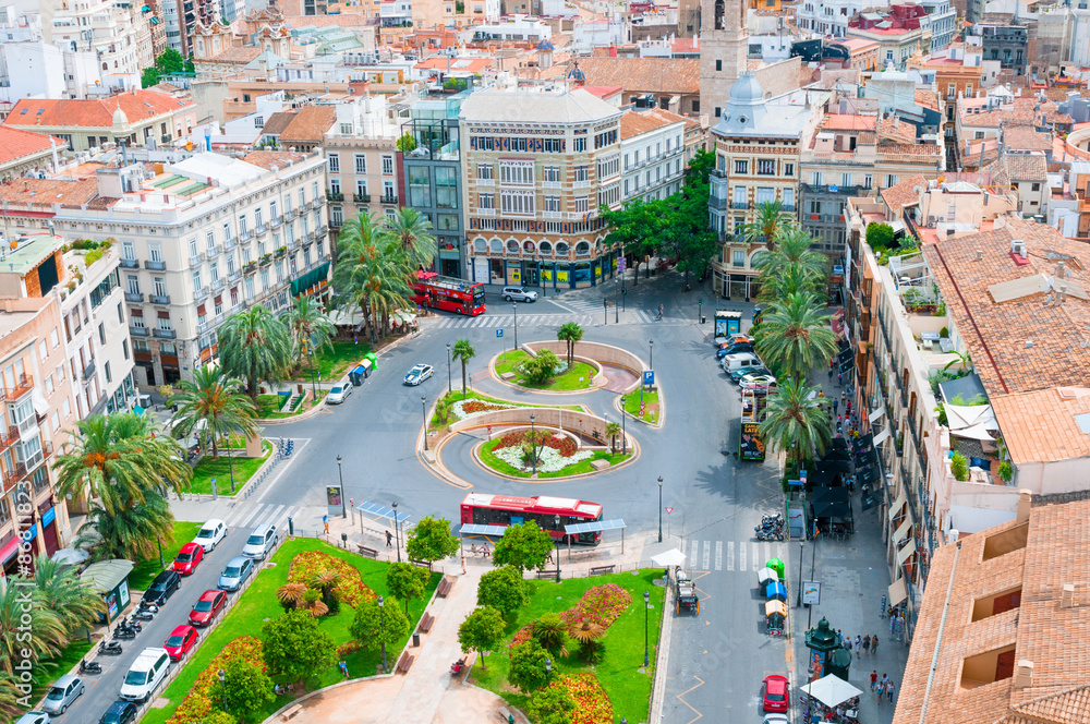 Obraz View above of Plaza de la Reina in Valencia, Spain