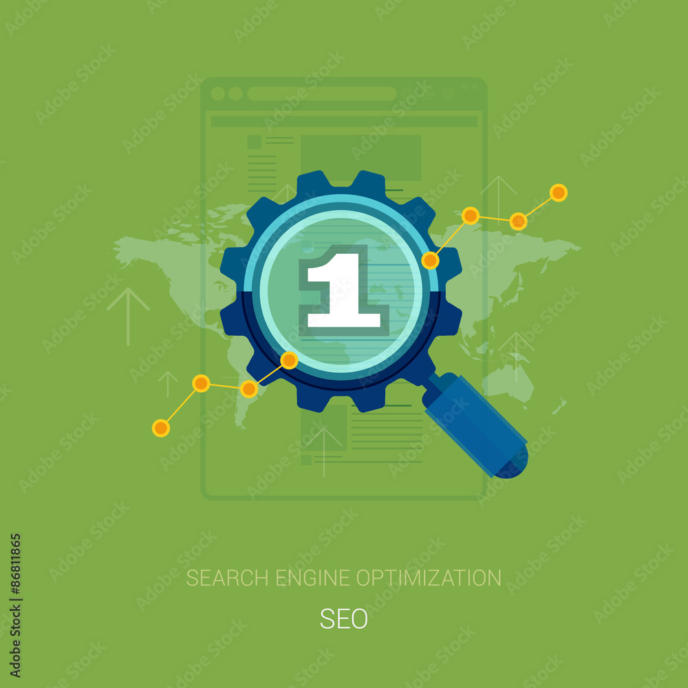 Obraz premium Search engine optimization process vector illustration. Flat