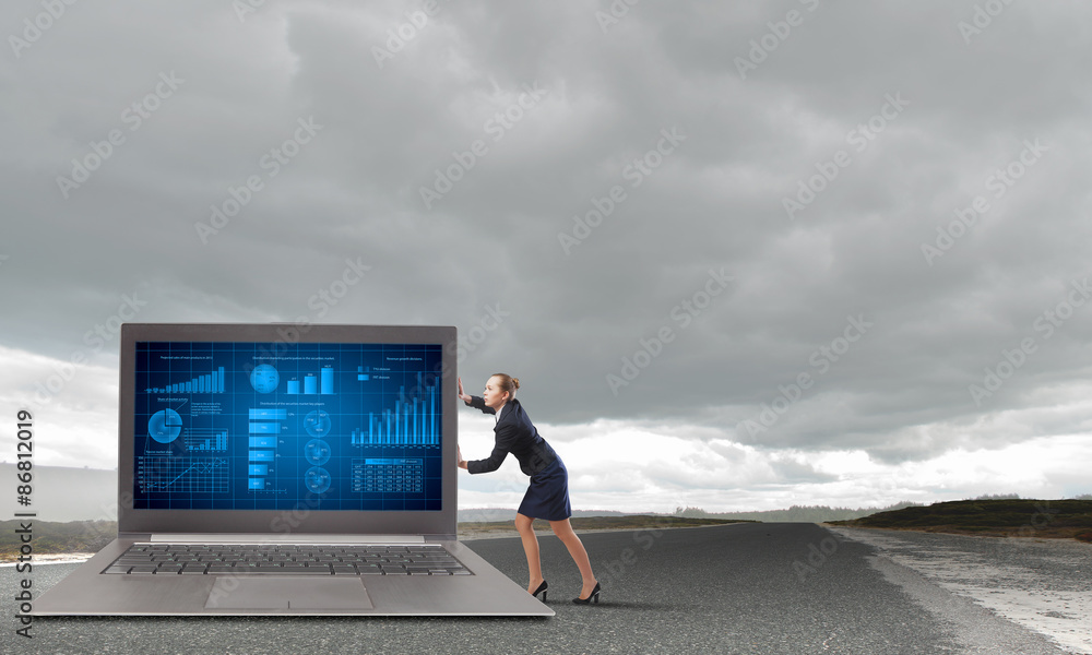 Fototapeta premium Woman with laptop