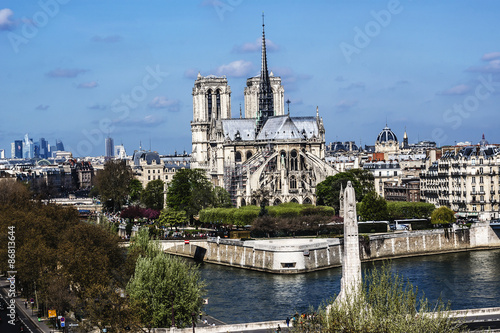Panorama of Paris. View from Arab World Institute.