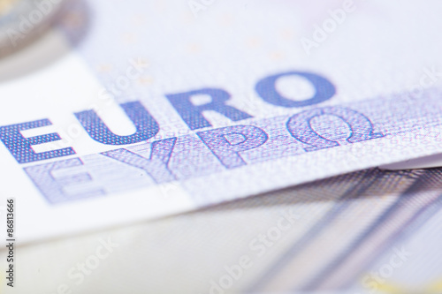 Euro closeup on Greek letters