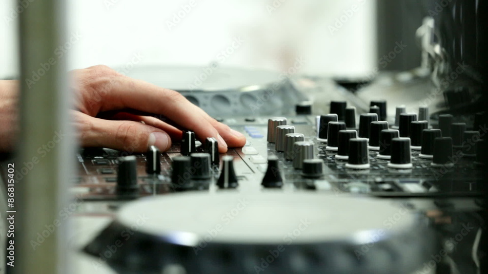 Close up of deejay mixing board Close up of deejay mixing board