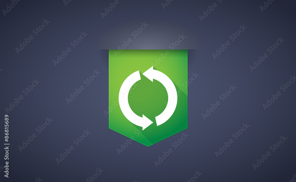 long shadow ribbon icon with a recycle sign long shadow ribbon icon with a recycle sign