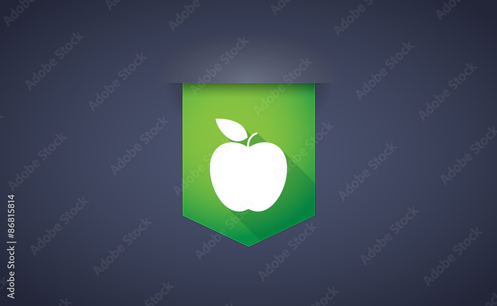 long shadow ribbon icon with an apple long shadow ribbon icon with an apple