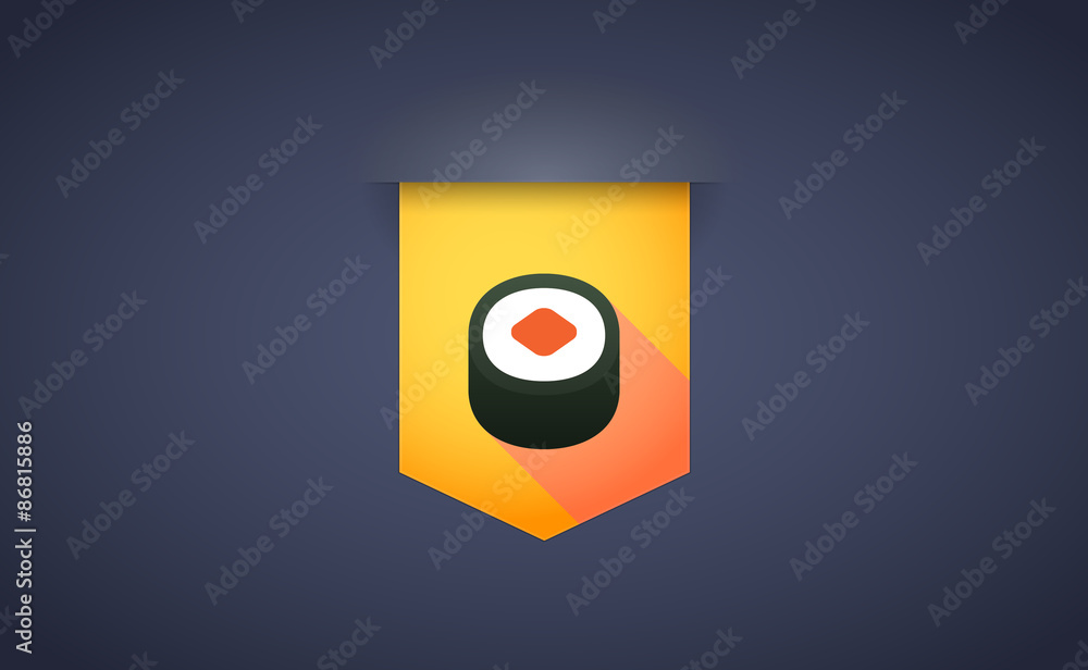 long shadow ribbon icon with a piece of sushi long shadow ribbon icon with a piece of sushi