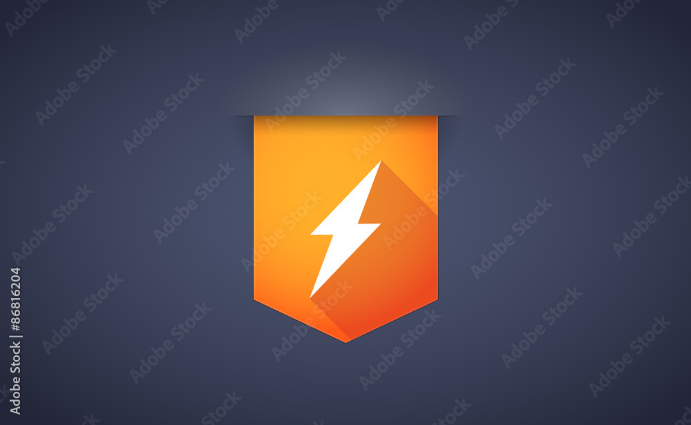 long shadow ribbon icon with a lightning long shadow ribbon icon with a lightning