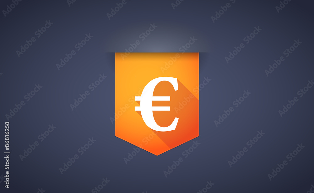 Fototapeta premium long shadow ribbon icon with an euro sign