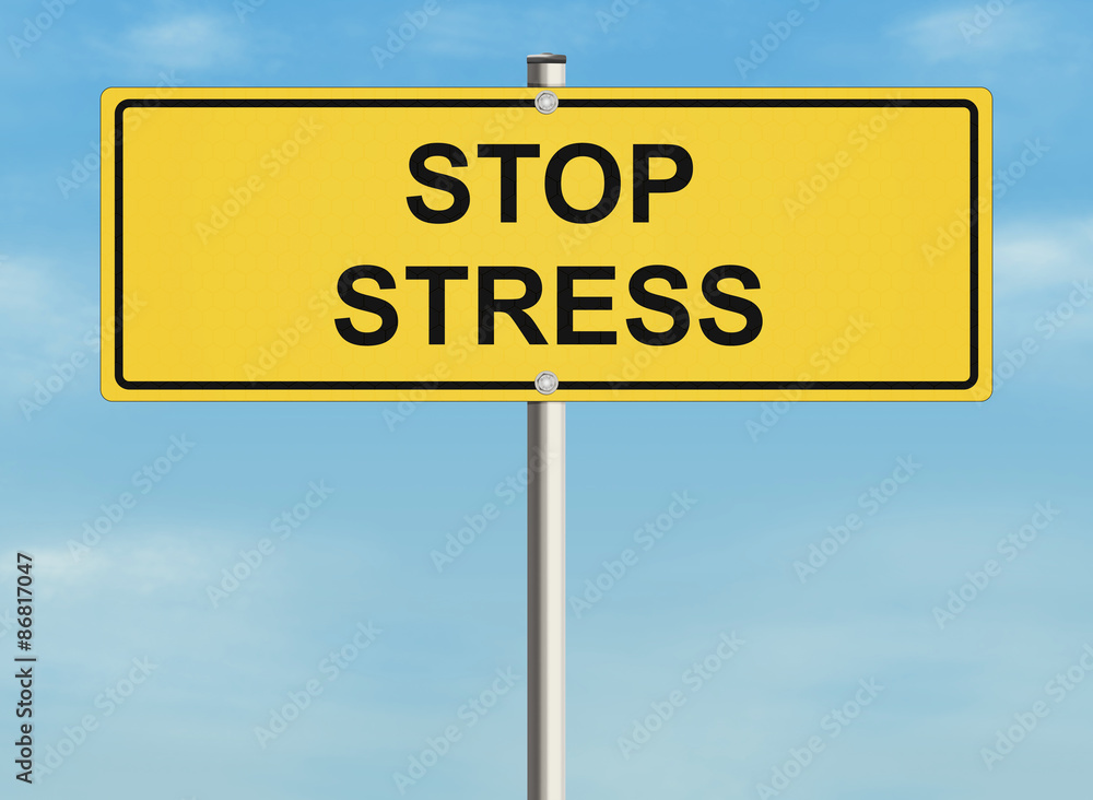 Stress. Road sign on the sky background. Raster illustration. Stress. Road sign on the sky background. Raster illustration.