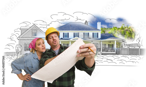 Woman with Contractor Over ...
