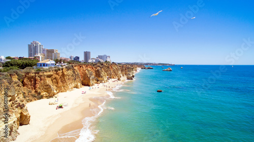 Aerial from Praia da Rocha in the Algarve Portugal