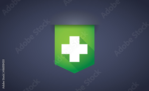 long shadow ribbon icon with a pharmacy sign