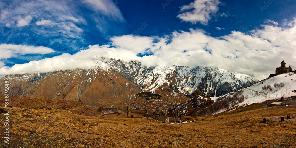Panoramic view of the Kazbegi