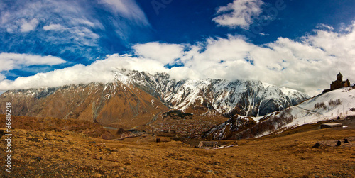 Panoramic view of the Kazbegi