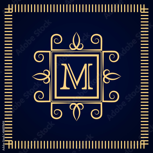 Monogram design elements, graceful template. Calligraphic elegant line art logo design. Letter emblem M. Business sign for Royalty, Boutique, Cafe, Hotel, Heraldic, Jewelry, Wine. Vector illustration