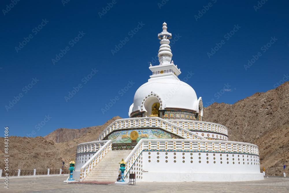 Shanti Stupa is a Buddhist white domed stupa in Leh, India