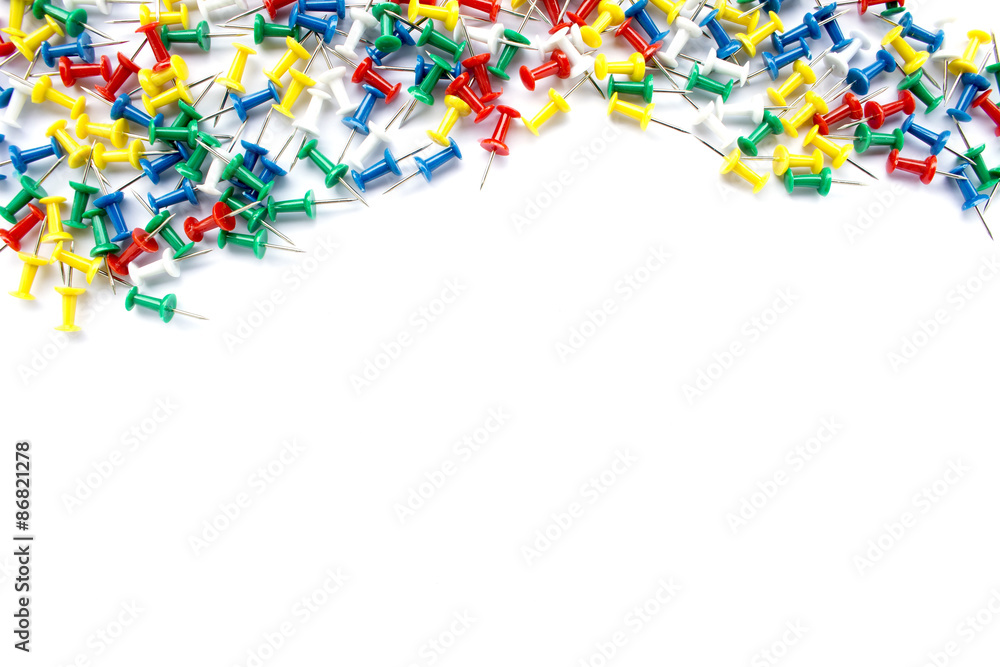 Colorful pins on white background Colorful pins on white background