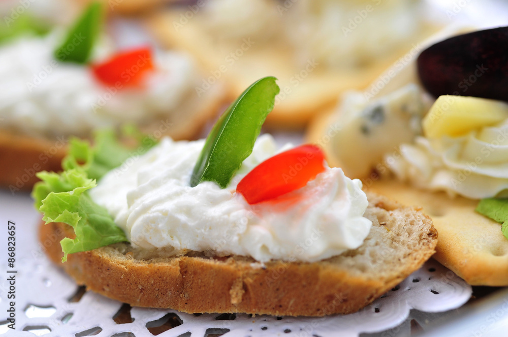 Canapes with cream cheese