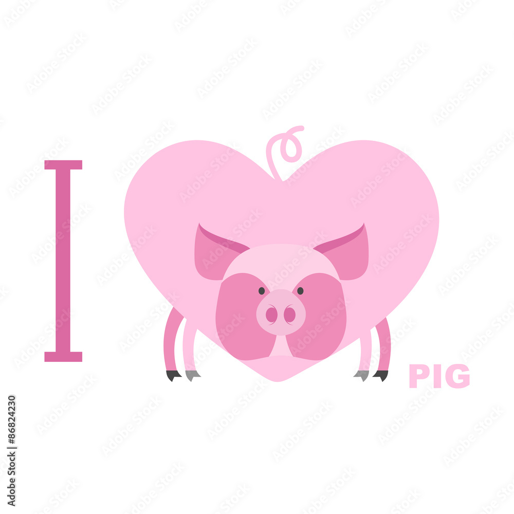 I love pig. Symbol of heart of a pig. Vector illustration for l I love pig. Symbol of heart of a pig. Vector illustration for l
