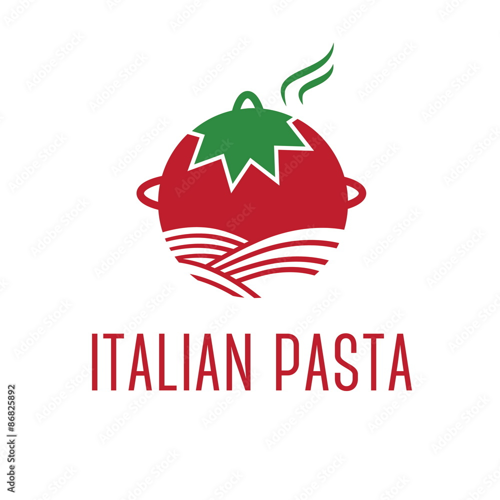 Abstract icon tomato with pasta. Vector