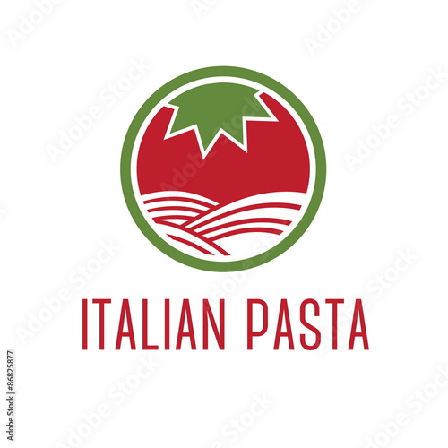 Abstract icon tomato with pasta. Vector
