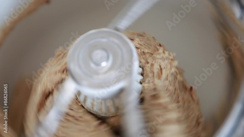 kneading fresh bread in mixer