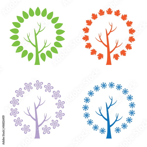 Set of illustration abstract trees. Vector