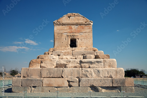 Burial Grave of Cyrus The Great against Blue Sky in Pasargad