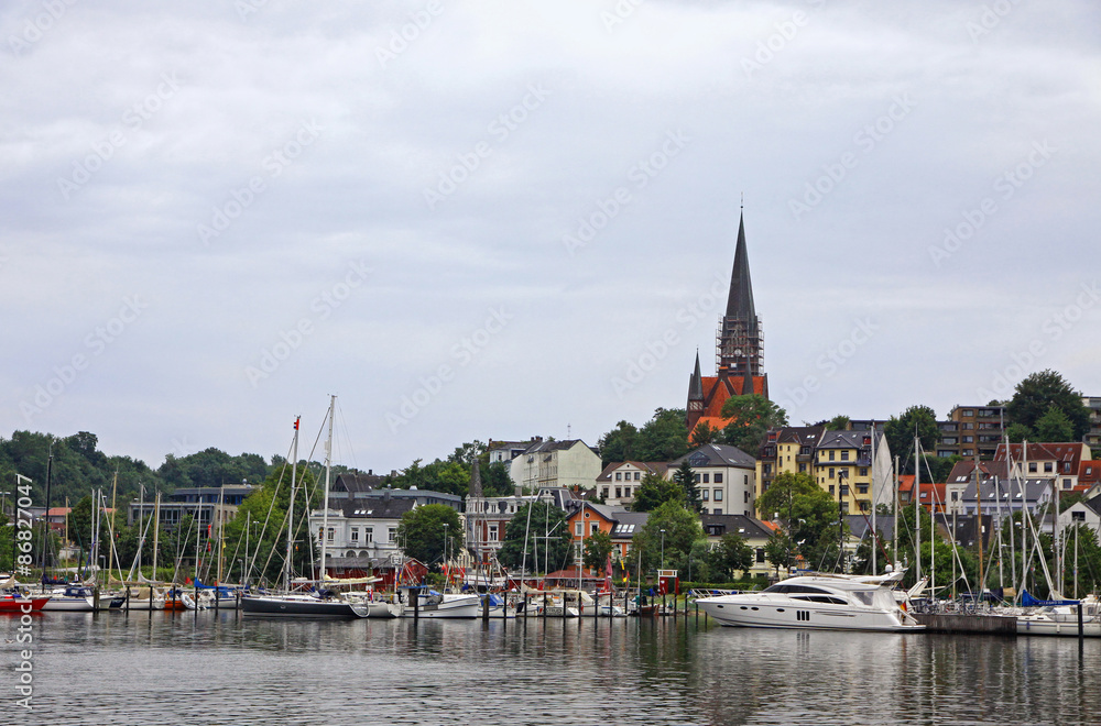 Picturesque view Flensburg city, Germany