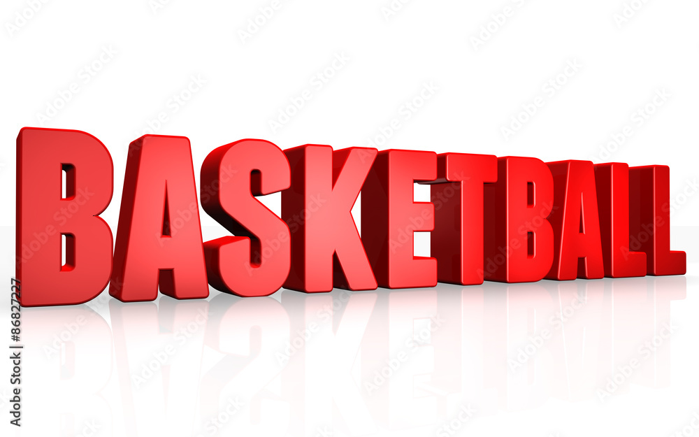 3D basketball text on white background