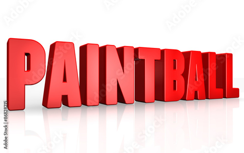 3D paintball text on white background