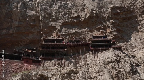 tourists in hanging temple monastery in datong china