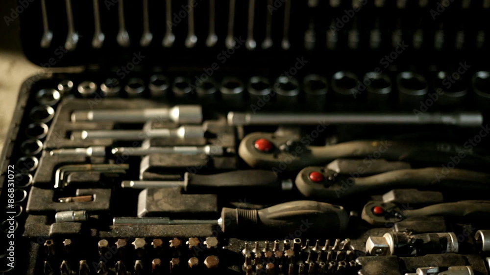 Sliding over screwdrivers in toolbox Sliding over screwdrivers in toolbox