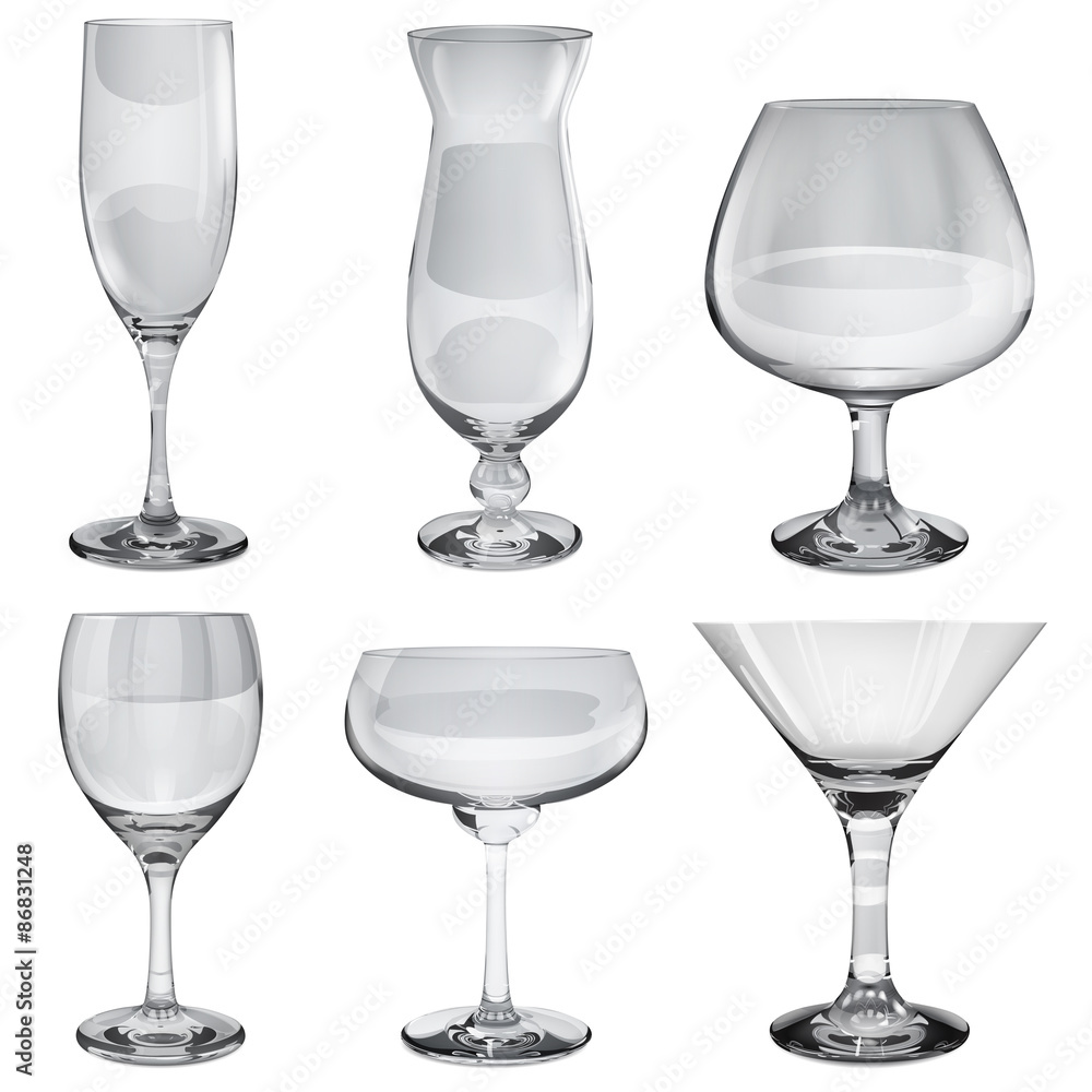 Transparent glass goblets. Translucent in vector file Transparent glass goblets. Translucent in vector file