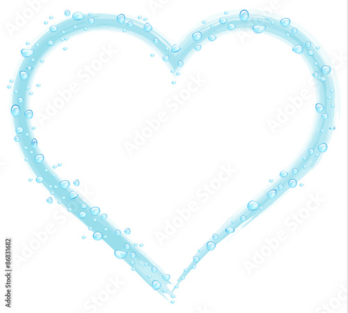 water splash with bubbles and drops heart frame vector isolated