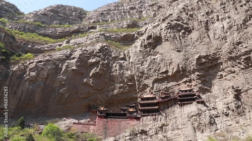 at the hanging temple in datong china with tourists