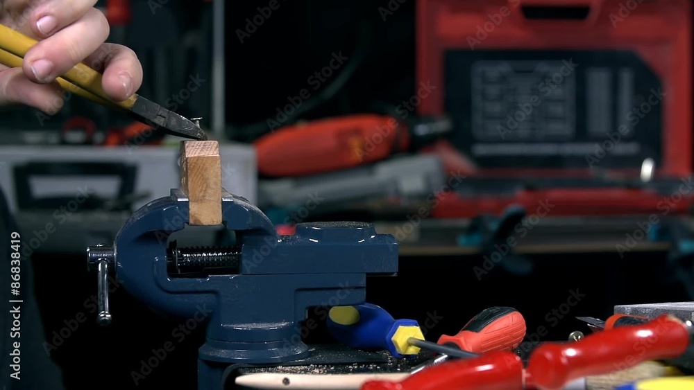 Removing a nail from wooden plank Removing a nail from wooden plank