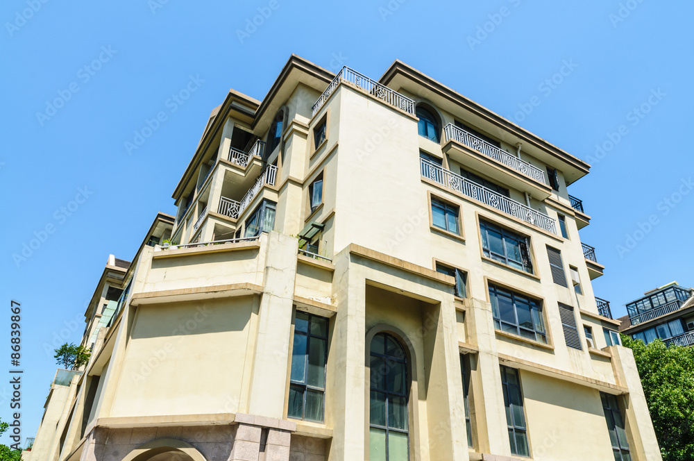 apartment building in suburban area apartment building in suburban area