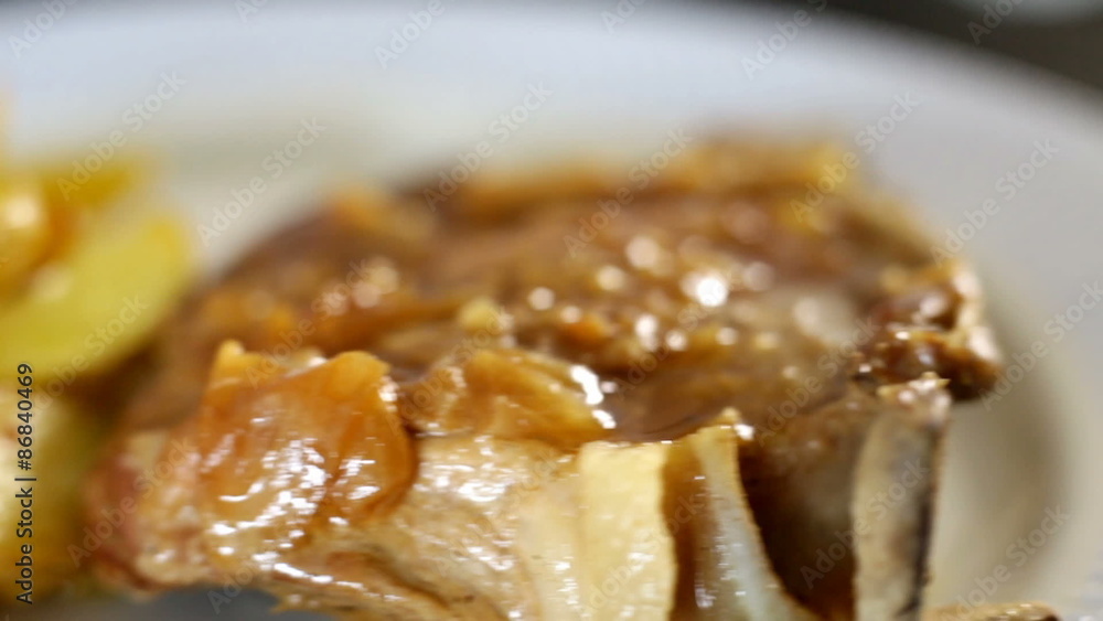 Sliding over meal and on pork Sliding over meal and on pork