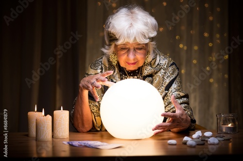 Foretelling future from crystal ball photo