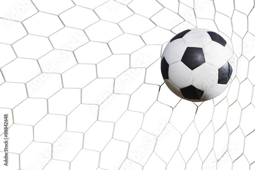soccer ball in goal on white background © FAMILY STOCK