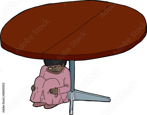 Girl Hiding Under a Table