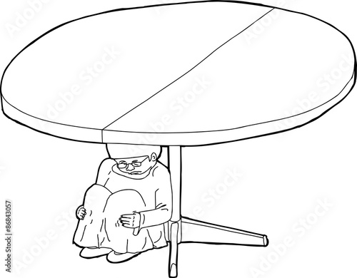 Outline of Shaking Girl Under Table