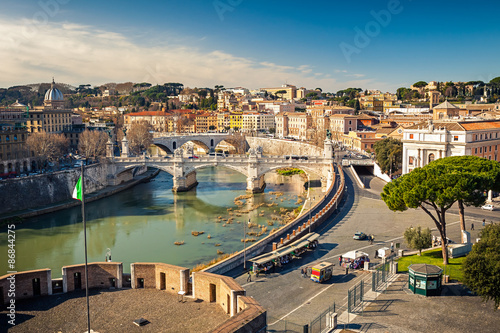 Canvas Print View on Tiber river in Rome