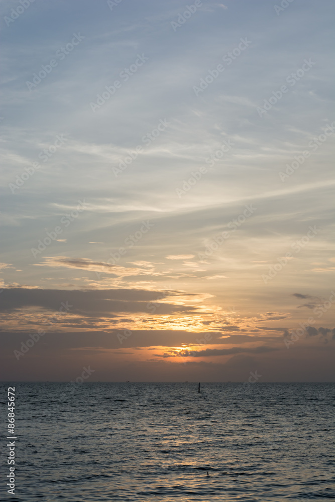 Sea and twilight sky