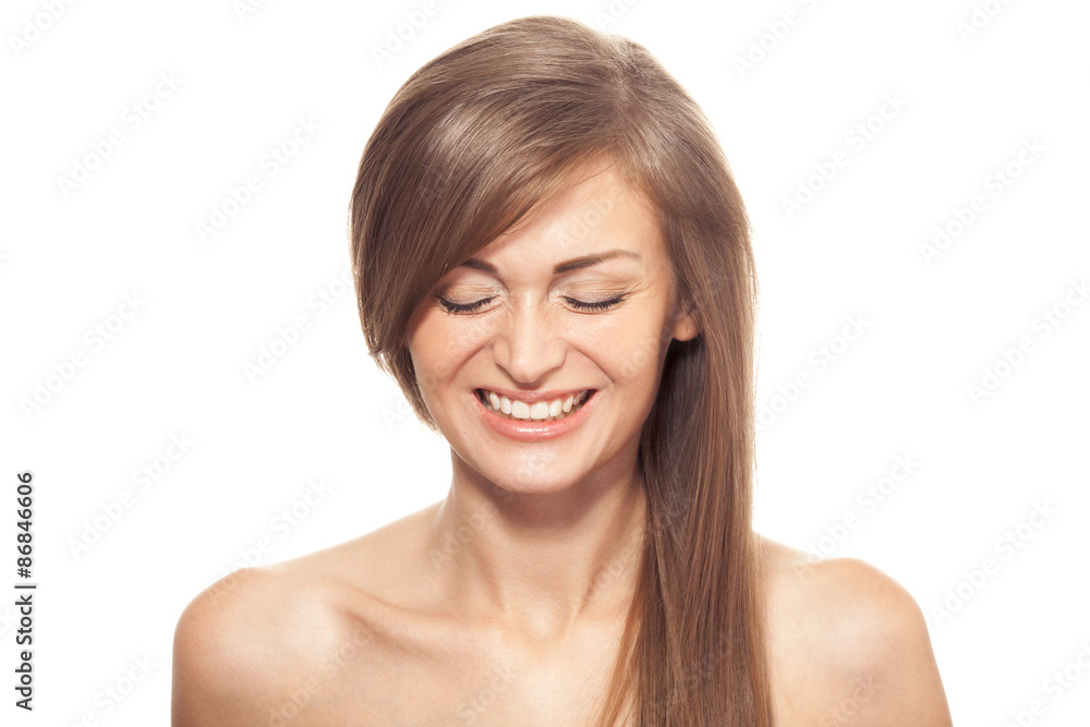 Beautiful Smiling Woman. Healthy Long Hair. Beautiful Smiling Woman. Healthy Long Hair.