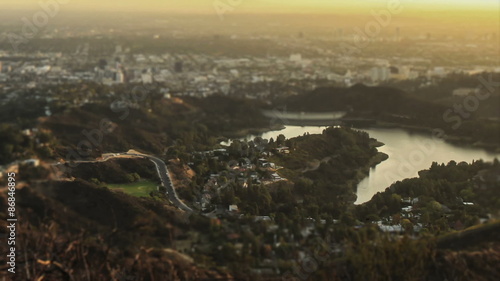 Time lapse shot at dusk from the iconic Hollywood Sign